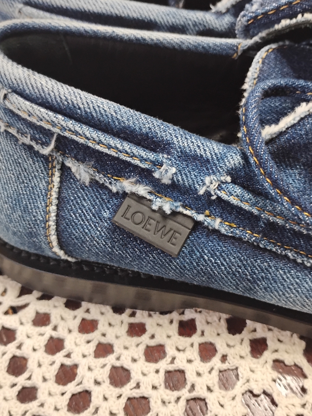 NWOB Loewe Campo Denim Boat Shoes - Blue Mens Sz 8 - Picture 5 of 8